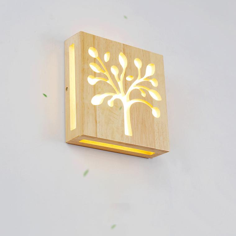 Rustic Wooden LED Wall Light