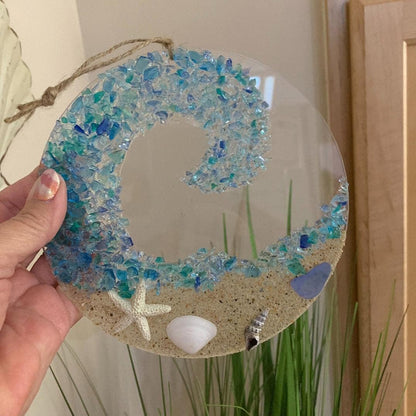 Coastal Wave Glass Hanging Ornament