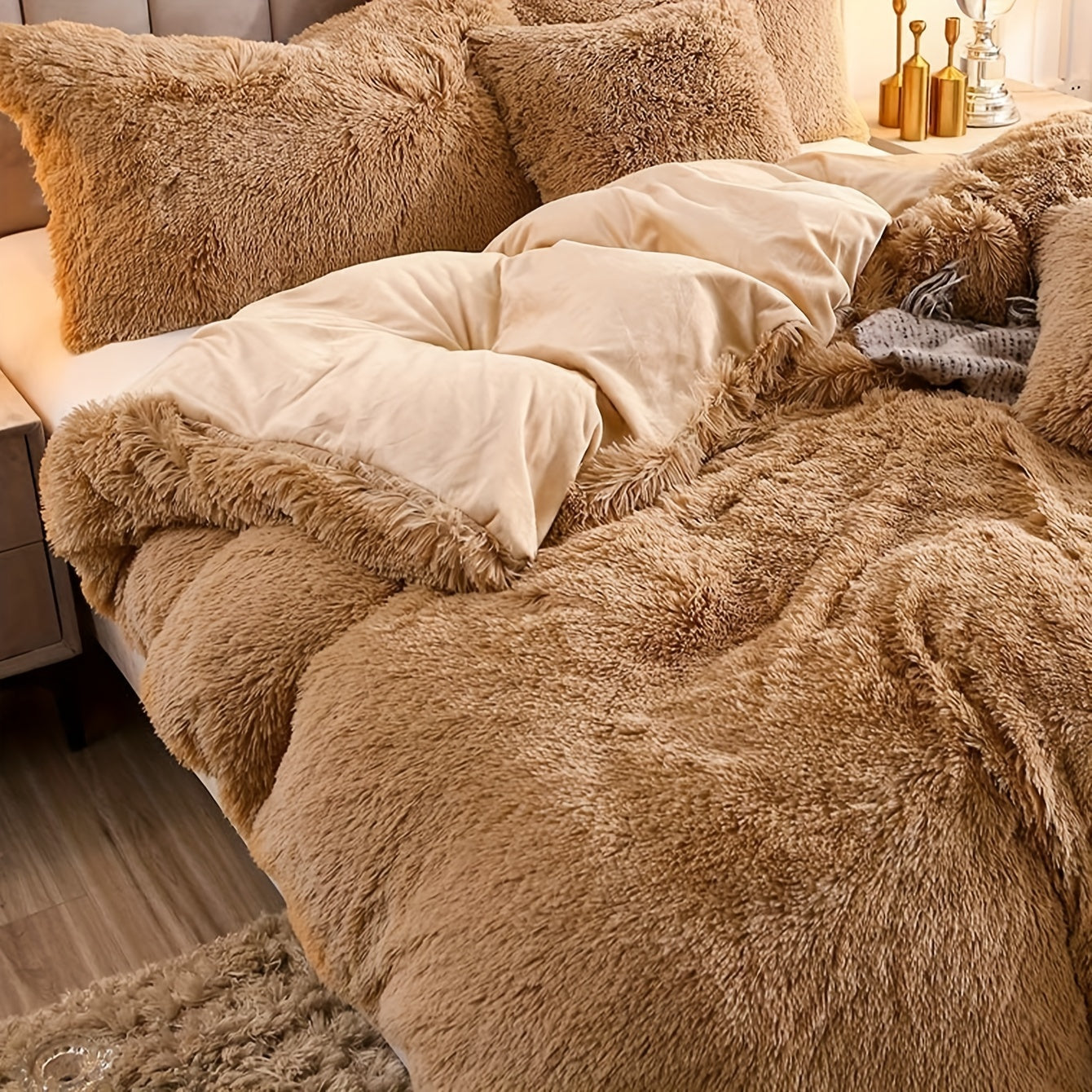 Cozy Soft Plush Duvet Cover Set with Zipper