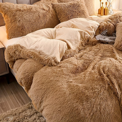 Cozy Soft Plush Duvet Cover Set with Zipper