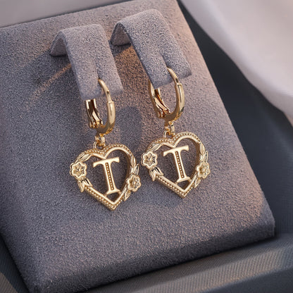 Delicate Monogram Heart Huggie Earrings