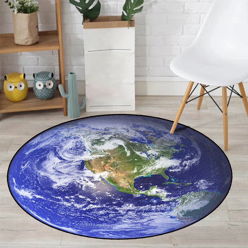 Colorful Galaxy Kids Rug Polyester Non-Slip Machine Washable Carpet