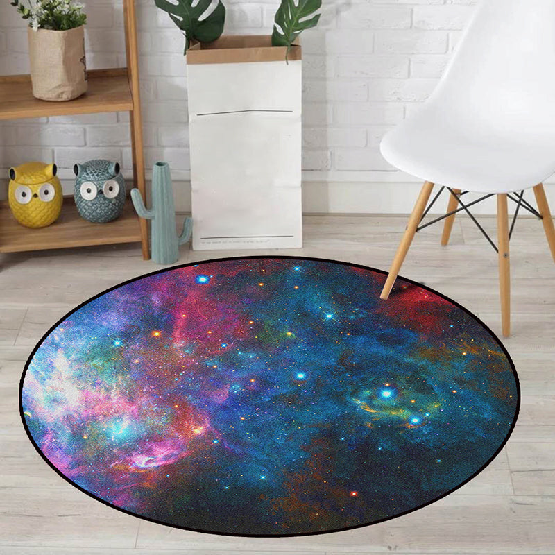 Colorful Galaxy Kids Rug Polyester Non-Slip Machine Washable Carpet