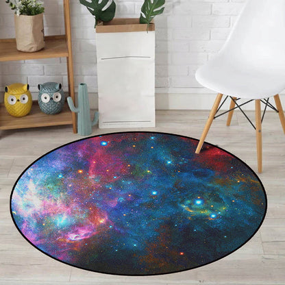 Colorful Galaxy Kids Rug Polyester Non-Slip Machine Washable Carpet