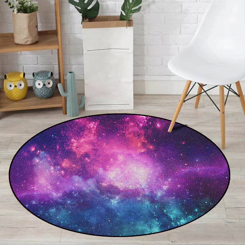 Colorful Galaxy Kids Rug Polyester Non-Slip Machine Washable Carpet