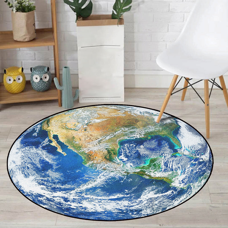 Colorful Galaxy Kids Rug Polyester Non-Slip Machine Washable Carpet
