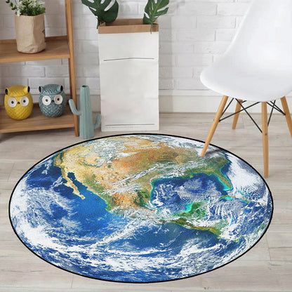 Colorful Galaxy Kids Rug Polyester Non-Slip Machine Washable Carpet