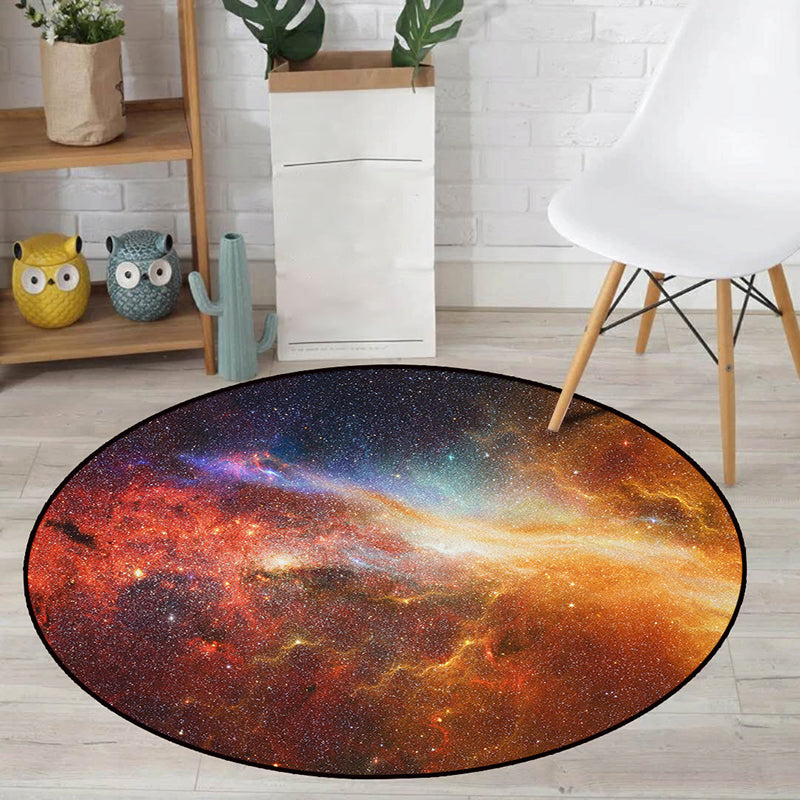 Colorful Galaxy Kids Rug Polyester Non-Slip Machine Washable Carpet