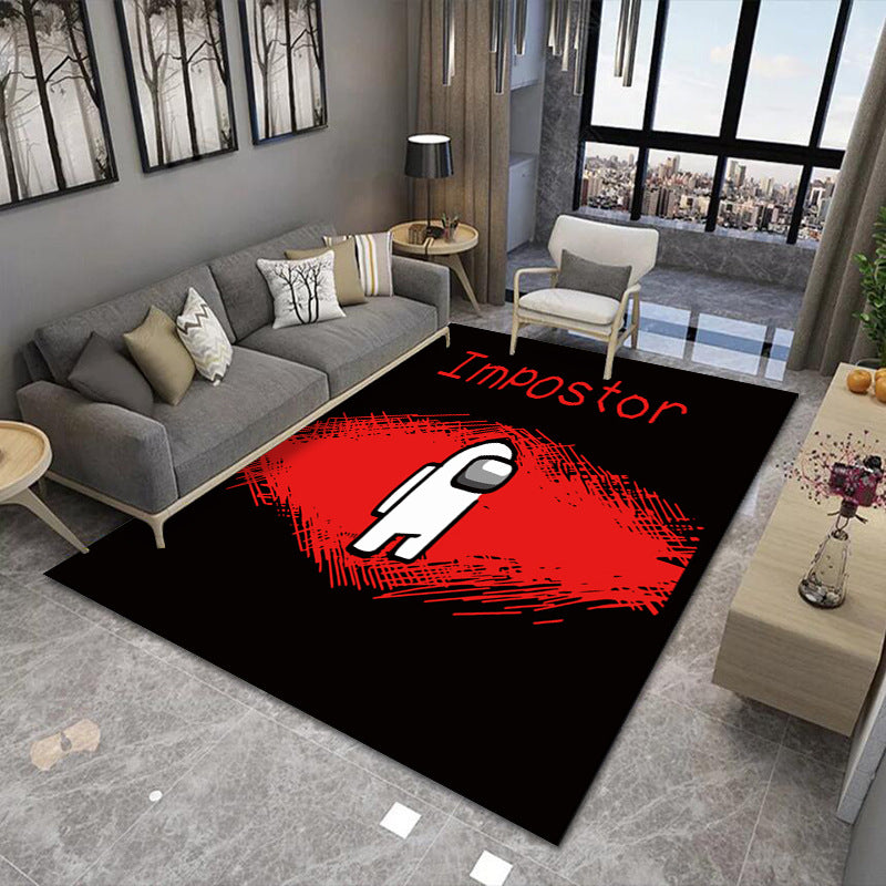 Stylish 3D Pattern Black Rug Synthetic Living Room Mat