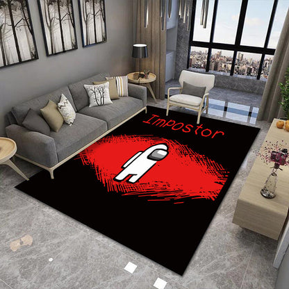 Stylish 3D Pattern Black Rug Synthetic Living Room Mat