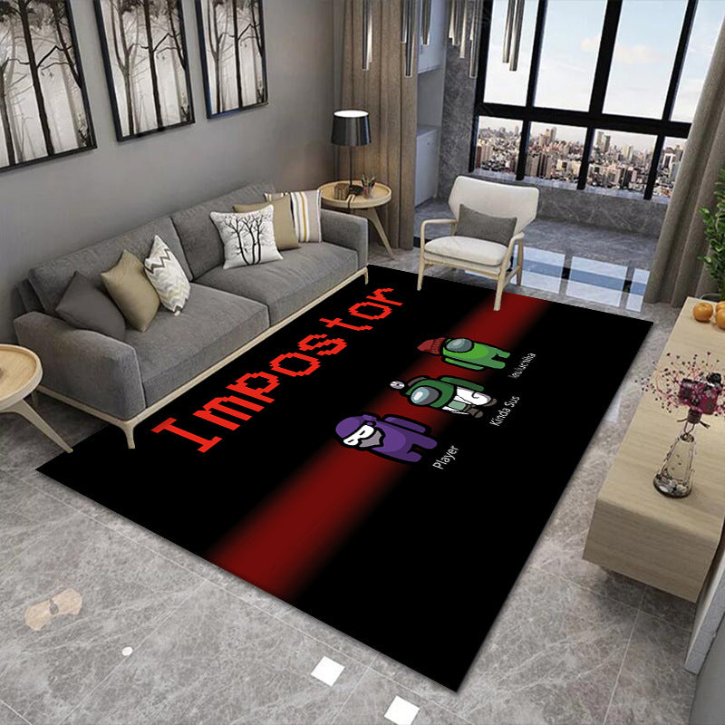 Stylish 3D Pattern Black Rug Synthetic Living Room Mat