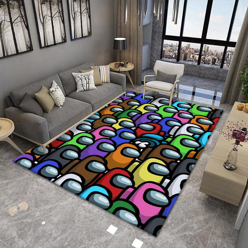 Stylish 3D Pattern Black Rug Synthetic Living Room Mat