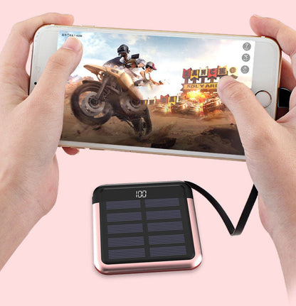 Compact Solar Power Bank with Hidden 3-in-1 Cable