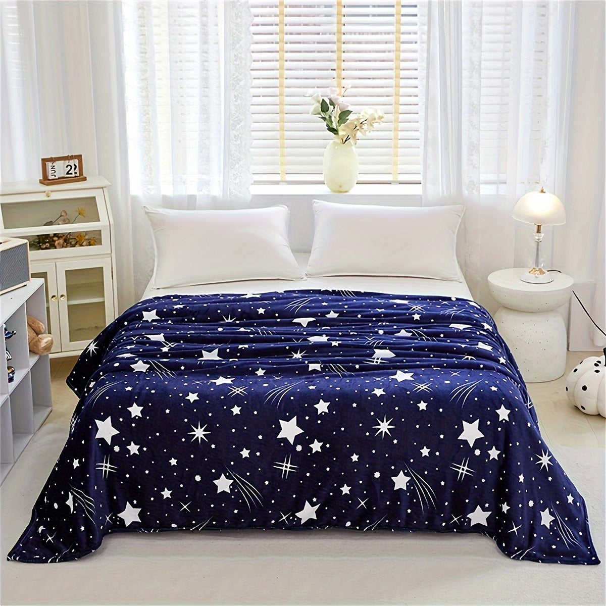 Cozy Fleece Throw Blanket with Galaxy Print