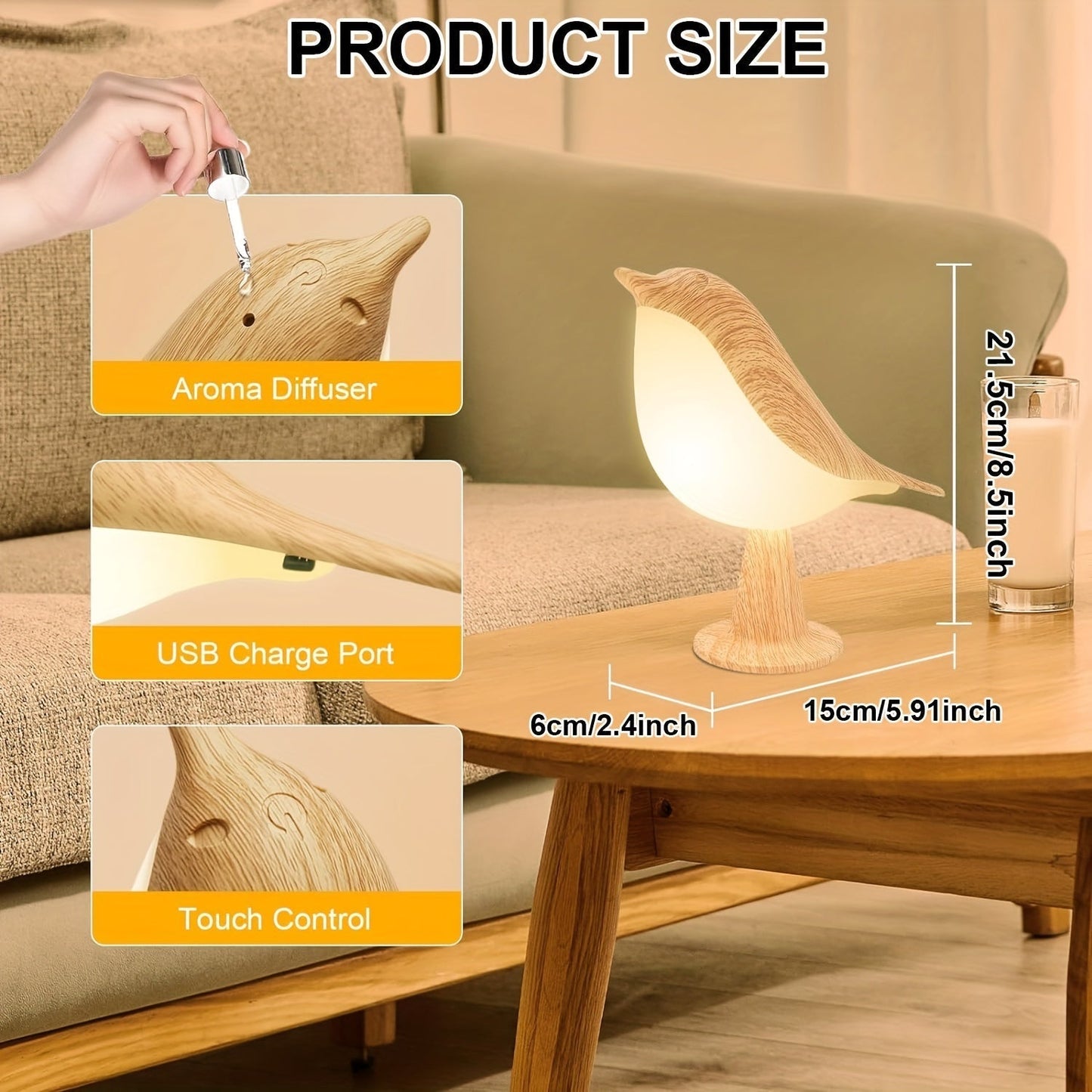 Colorful USB Bird Shaped Desk Lamp with Sensor Switch
