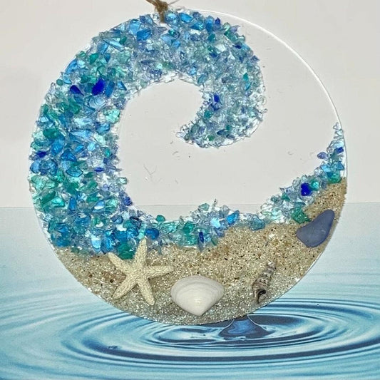 Coastal Wave Glass Hanging Ornament - Befez
