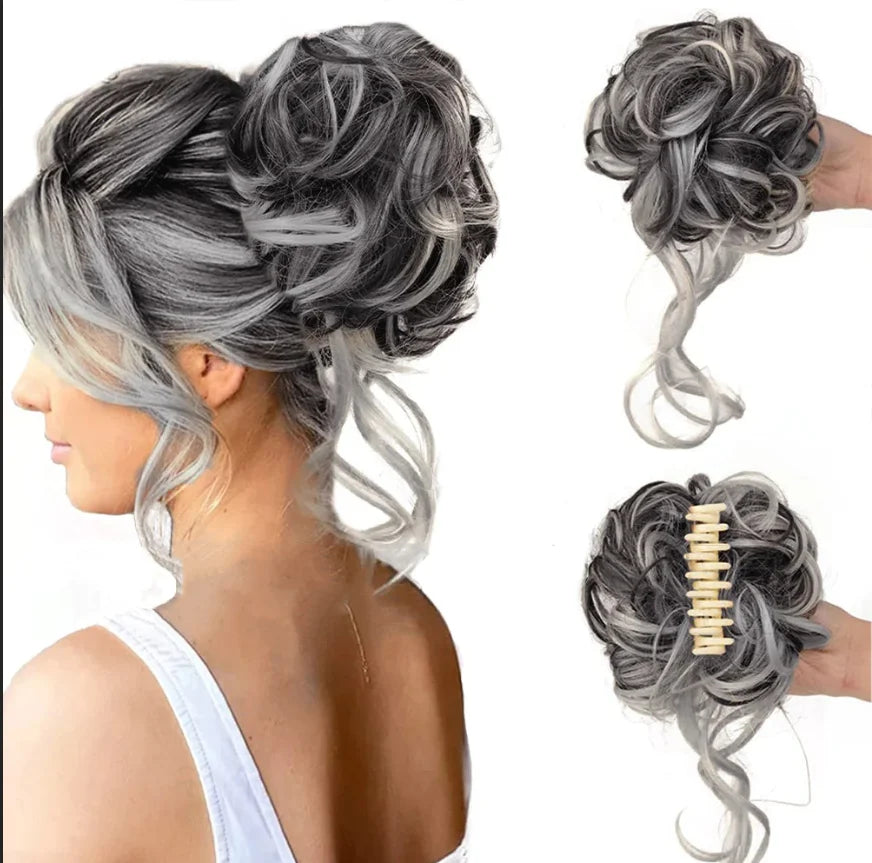 Easy Clip-in Bun for Curly Hair with Volume