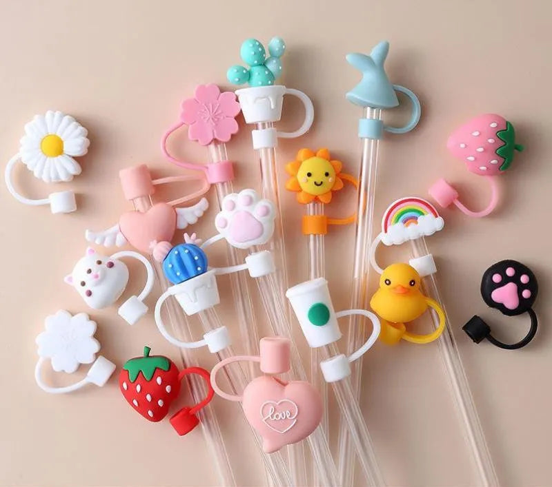Colorful Silicone Straw Lid & Fun Accessories