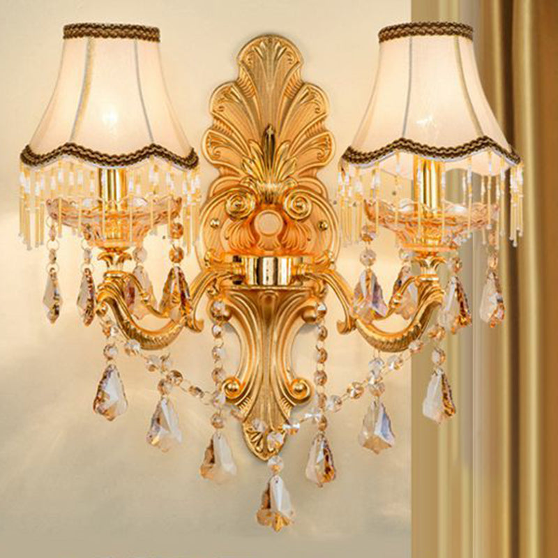 Elegant Metal Candle Wall Light with Crystal Shade