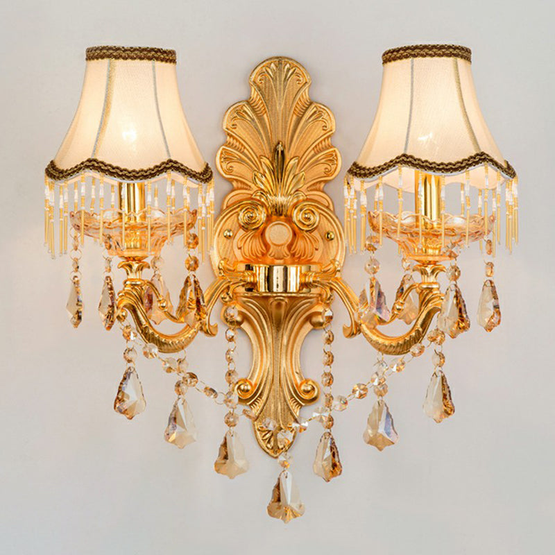 Elegant Metal Candle Wall Light with Crystal Shade