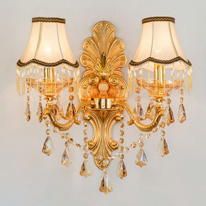 Elegant Metal Candle Wall Light with Crystal Shade