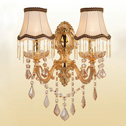 Elegant Metal Candle Wall Light with Crystal Shade