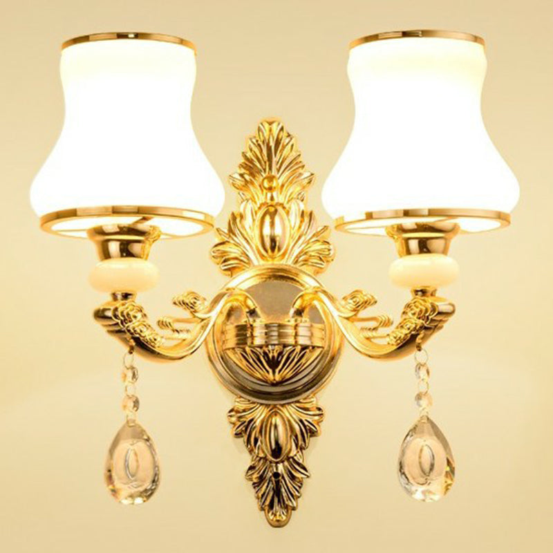 Elegant Metal Candle Wall Light with Crystal Shade