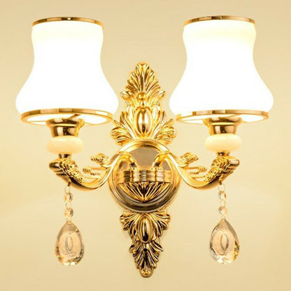 Elegant Metal Candle Wall Light with Crystal Shade