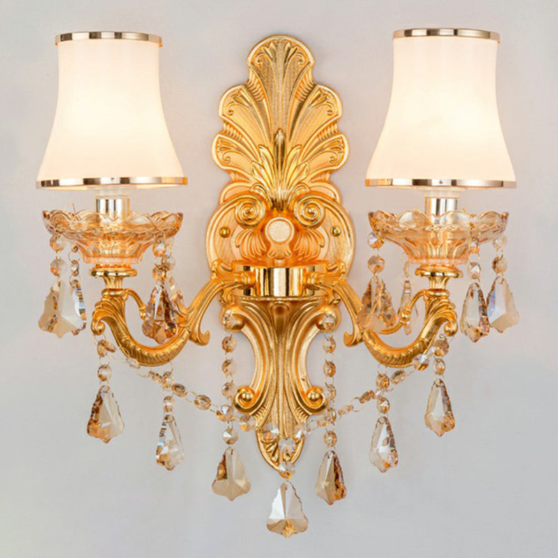 Elegant Metal Candle Wall Light with Crystal Shade