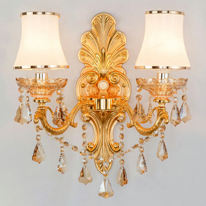 Elegant Metal Candle Wall Light with Crystal Shade