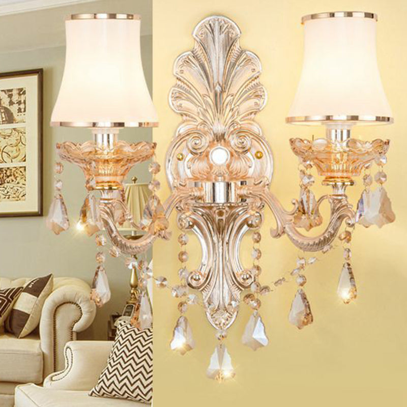 Elegant Metal Candle Wall Light with Crystal Shade