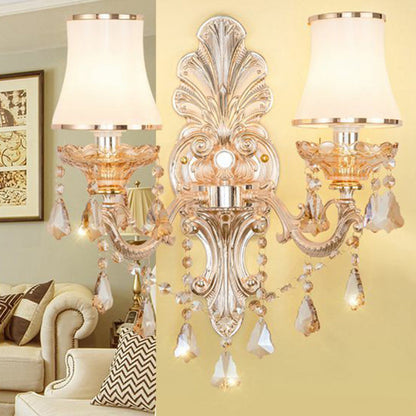 Elegant Metal Candle Wall Light with Crystal Shade