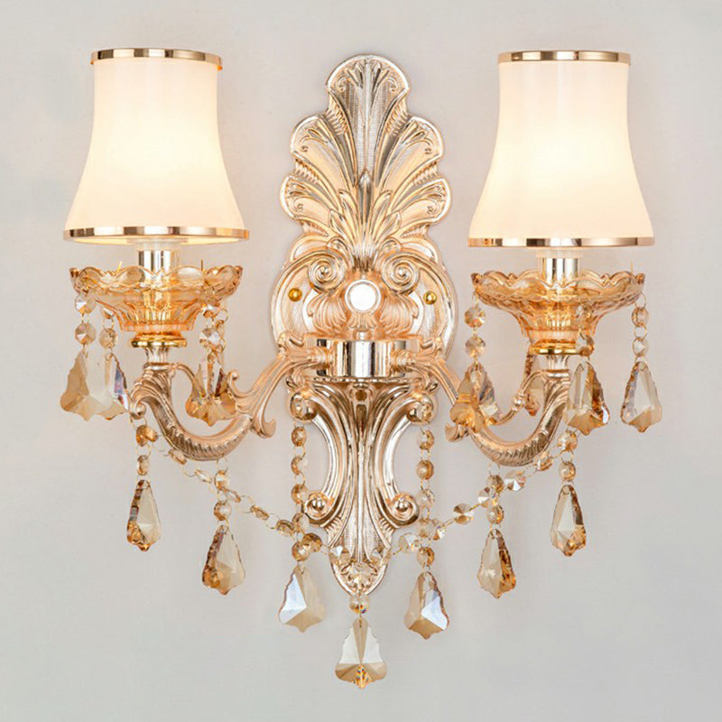 Elegant Metal Candle Wall Light with Crystal Shade