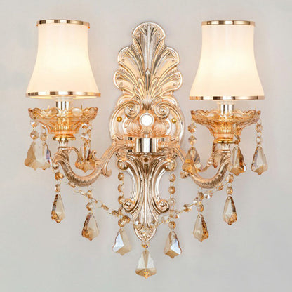 Elegant Metal Candle Wall Light with Crystal Shade