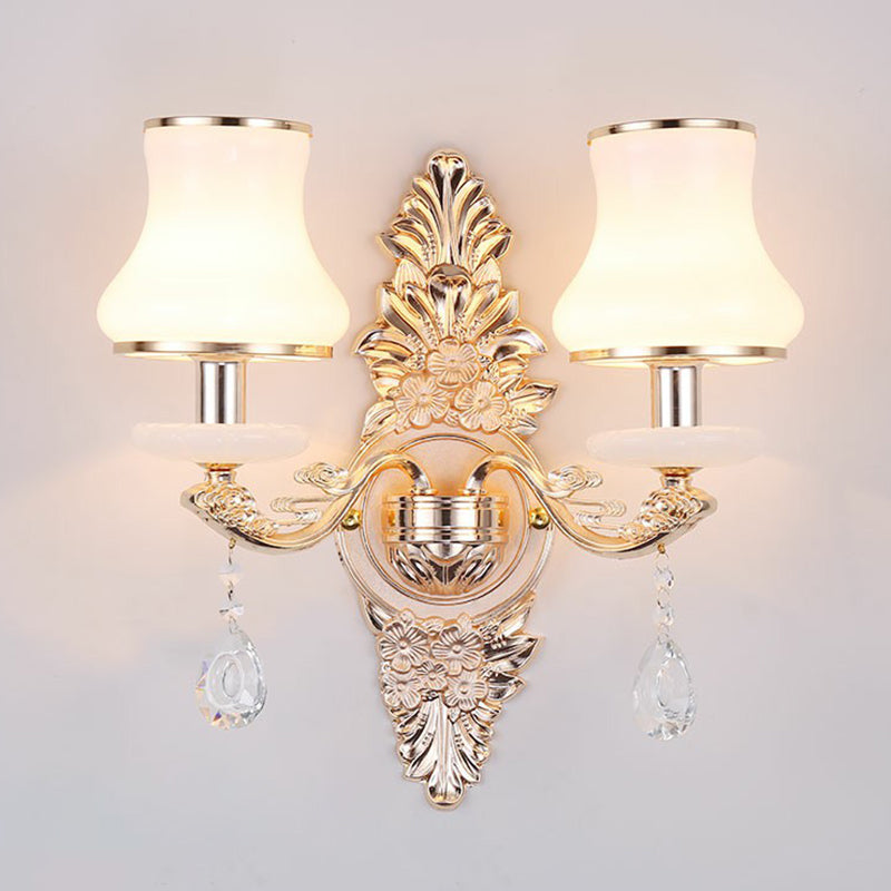 Elegant Metal Candle Wall Light with Crystal Shade
