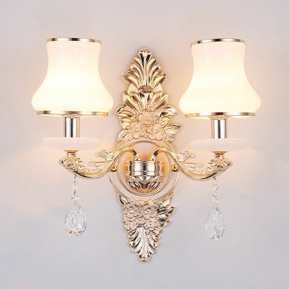 Elegant Metal Candle Wall Light with Crystal Shade