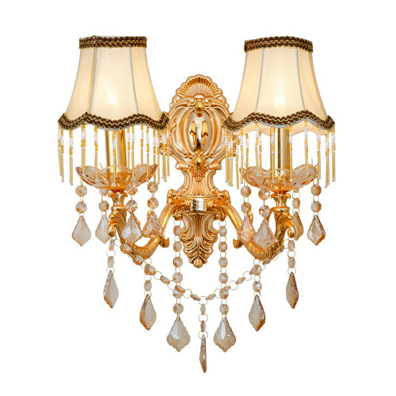 Elegant Metal Candle Wall Light with Crystal Shade