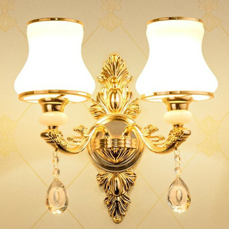 Elegant Metal Candle Wall Light with Crystal Shade