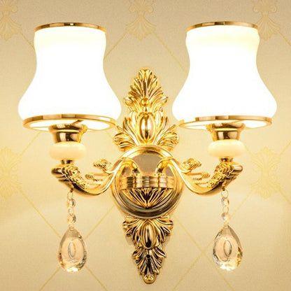 Elegant Metal Candle Wall Light with Crystal Shade