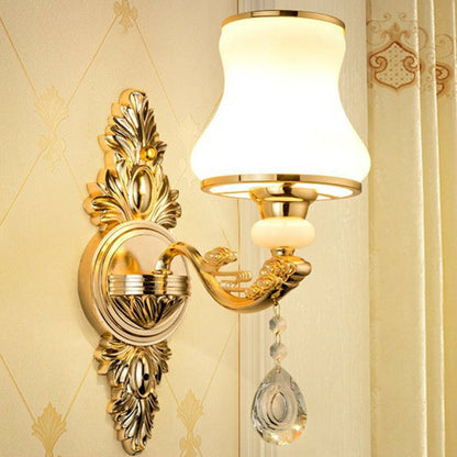 Elegant Metal Candle Wall Light with Crystal Shade - Befez