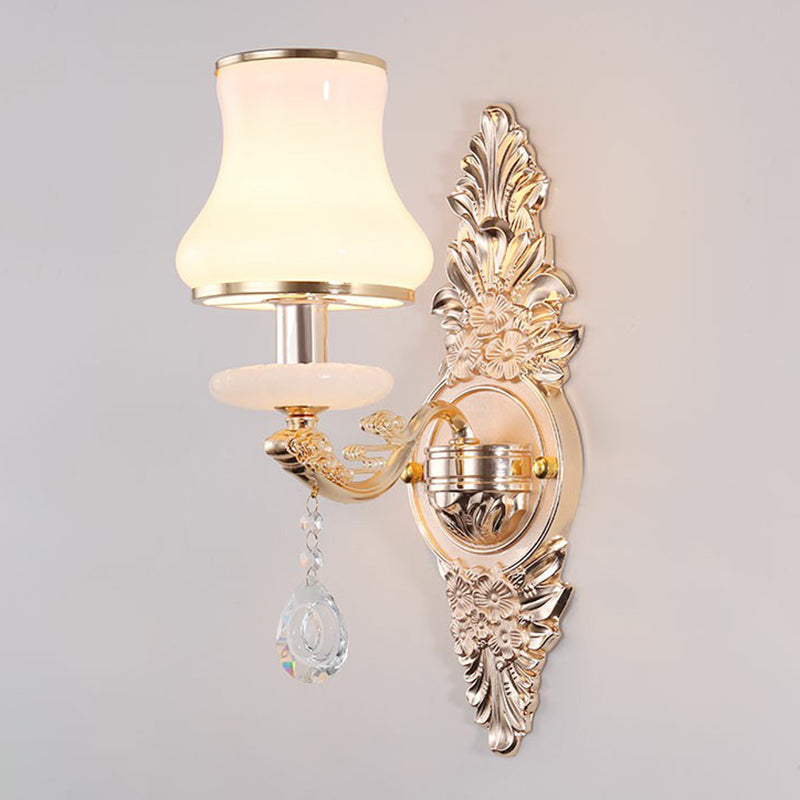 Elegant Metal Candle Wall Light with Crystal Shade