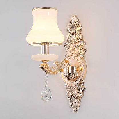 Elegant Metal Candle Wall Light with Crystal Shade