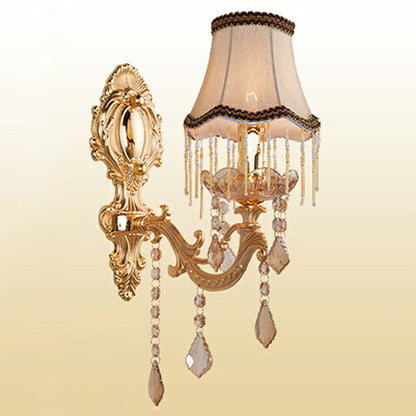 Elegant Metal Candle Wall Light with Crystal Shade