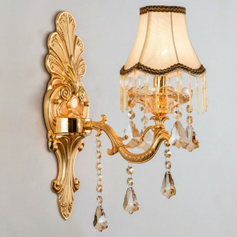 Elegant Metal Candle Wall Light with Crystal Shade