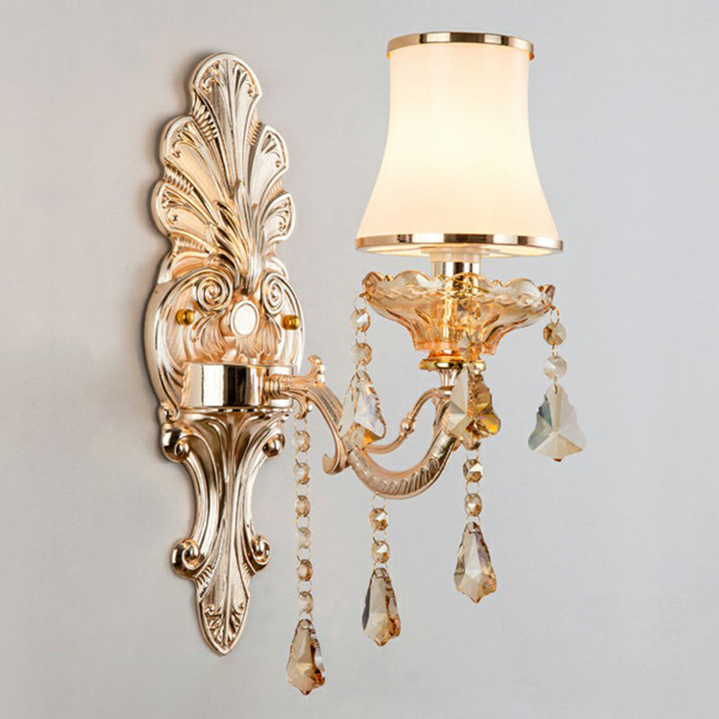 Elegant Metal Candle Wall Light with Crystal Shade