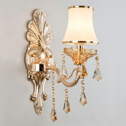 Elegant Metal Candle Wall Light with Crystal Shade
