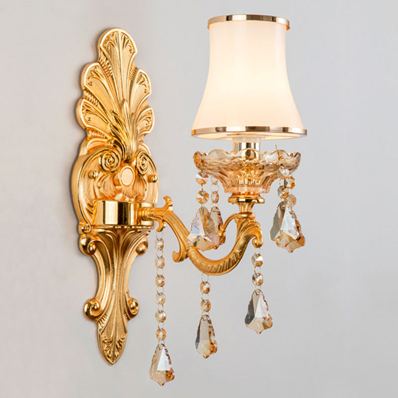 Elegant Metal Candle Wall Light with Crystal Shade