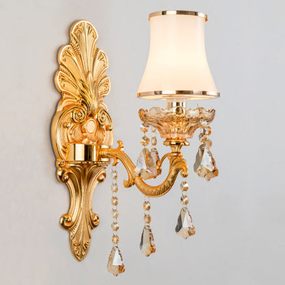 Elegant Metal Candle Wall Light with Crystal Shade