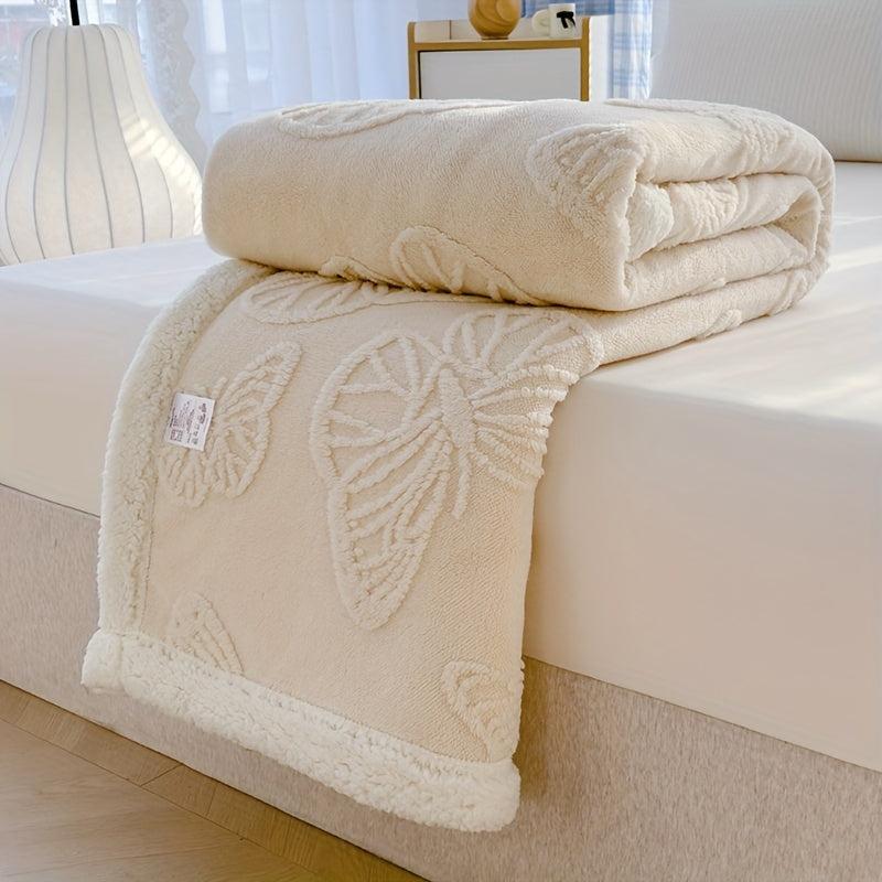 Plush Fleece Throw Blanket with Colorful Butterfly Pattern