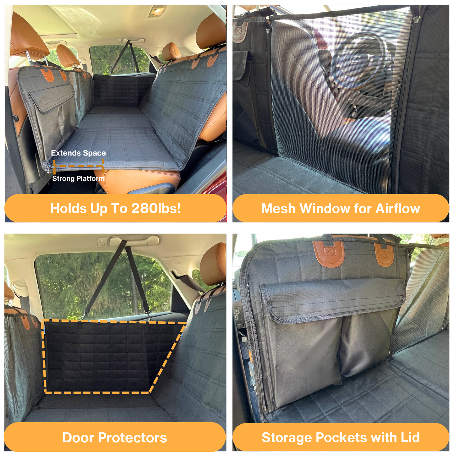 Pet Back Seat Extender with Door Protectors